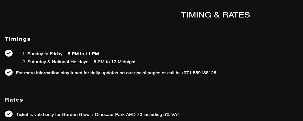 Dubai Garden Glow Ticket prices